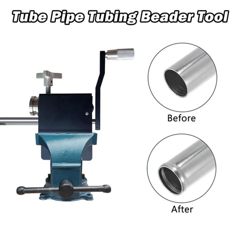 Tube And Pipe Bead Rolling Tool For Five Eighth Inch And Larger Tubing with before and after aluminum pipe beads