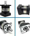 Nema 23 Planetary Gear Reducer And Worm Gearbox for 200 Watt 400 Watt Servo Motors, black and silver, ideal for CNC rigs and robot builds.