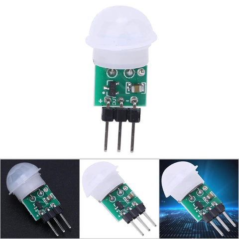 Mini Infrared Motion Sensor Module AM312 For DIY Projects, green PCB with white dome, three pins for home automation