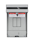 60 Amp Outdoor Circuit Breaker Box With 2 Spaces And 4 Circuits, 120/240V Single Phase 3 Wire, Solid Neutral, Gray Enamel Finish, CSA UL Listed, NEC Compliant, 9.5 Inch By 6 Inch By 5 Inch Box front view