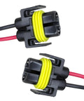 Level Up Your Ride With This Heavy Duty H11 Car Light Wire Socket Connector Set with black and yellow wiring harnesses.