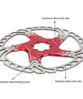 Heavy Duty Mountain Bike Brake Pads 203mm Disc Pads showing aluminum alloy inner disc and stainless steel outer disc in bold red design.