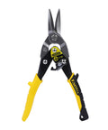 MaxSteel Straight Aviation Snips 9.84 Inch Heavy Duty Sheet Metal Cutters With Serrated Edges And Double Pivot Action Black Yellow Handles