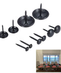 Premium Black Iron Round Head Upholstery Nails And Smooth Furniture Decorative Tacks stock showing various sizes of tacks.