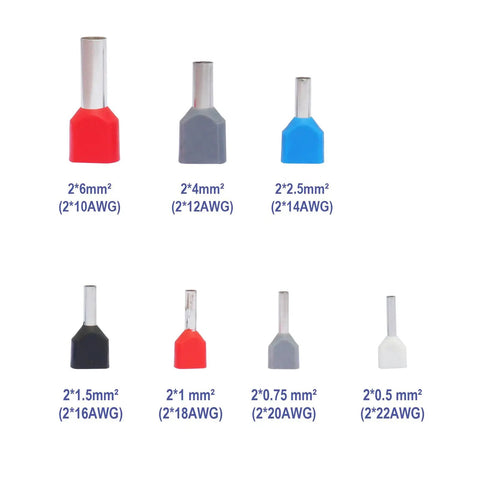 Assorted sizes of 18 AWG Dual Barrel Ferrules Terminal Kit Red Twin Ferrule Connectors 100 Pcs Tin Red Copper Wire Ends for car audio