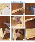 Installation steps for Fold Away Wall Table In Natural Wood, 31.4 By 23.6 Inches, showing secure wall mounting process.