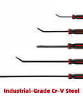 Beefy Heavy Duty Pry Bar Set With Angled And Straight Heads Including 8 Inch, 12 Inch, 18 Inch, And 24 Inch Crowbars shown