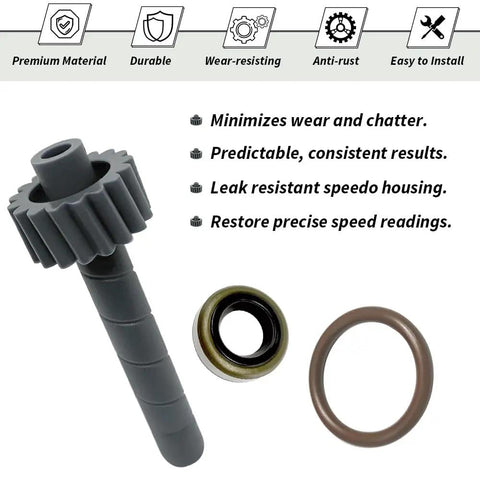 TH350 22 Tooth Speedometer Driven Gear With Housing Seals Replacement For GM Turbo 350 Transmission Grey parts shown with features