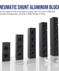 Built To Last Heavy Duty Aluminum Air Manifold One Quarter Inch NPT Inline Output, four-port pneumatic distribution block display