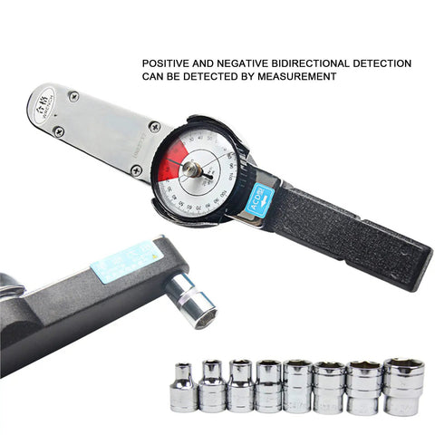 Dial Torque Wrench With Real-Time Pointer Gauge, 0.2-1 N m Range, Handy Hand Tool For Force Testing, Instrument Calibration And Bench Inspections, Real Easy Readout For Precise Tightening And Adjustments, stainless steel body with sockets