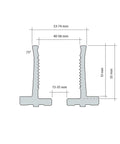 Diagram of Long Nose Jaws for Wood Lathe Chuck showing serrated sides, long spigots, and dimensions for clamping efficiency.