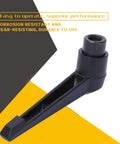 Close-up of Heavy Duty Four Piece Adjustable Clamping Handle With Female Thread Locking Knob in durable black stainless steel.