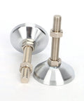 4 Pack Heavy Duty Leveling Feet M8 Thread For Workbenches And Machinery Swivel Levelers With Nuts Adjustable Height And Leveling Carbon Steel Furniture Support Legs, shown with two feet