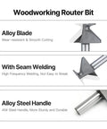 Premium Arc Bending Router Bit For Seamless R18 Radius Cuts With 2 Inch Shank And Solid Tungsten Steel Construction close-up showing alloy blade and steel handle.