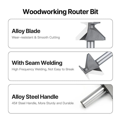 Premium Arc Bending Router Bit For Seamless R18 Radius Cuts With 2 Inch Shank And Solid Tungsten Steel Construction close-up showing alloy blade and steel handle.