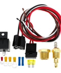 12V Car Electric Fan Relay Kit With 40 Amp Relay, Universal Radiator Cooling Switch Pack, wiring and thermostat components
