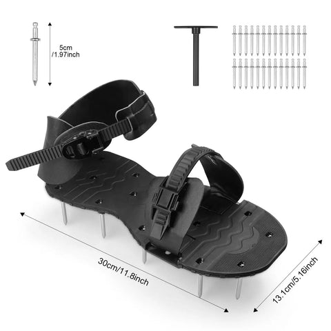 Lawn Aeration Shoes With 2 Inch Stainless Steel Spikes Adjustable Straps Tool Free Setup Grass Aerator Sandals For Lawn Care
