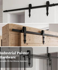 Easy Peasy Install Barn Door Roller With Smooth Silent Glide System Matte Black Finish hardware on wooden door track.