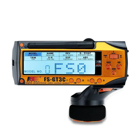 Flysky FS-GT3C RC Transmitter 2.4GHz 3CH LCD Remote Controller With FS-GR3E Receiver For RC Cars And Boats Yellow Dope Anti Jam Tech
