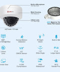 5MP PoE IP Dome Camera With Built-In Audio For Indoor Outdoor Surveillance, 98 Foot IR Night Vision, IP66 Weatherproof, diagram