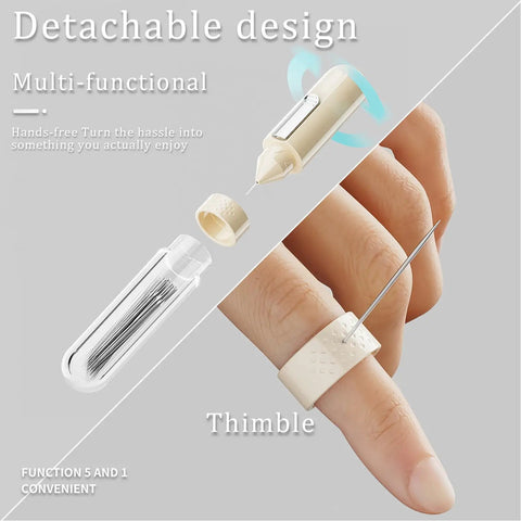 Must Have All In One 5 In 1 Automatic Needle Threader With Seam Ripper Magnetic Needle Minder Thimble And 8 Hand Sewing Needles