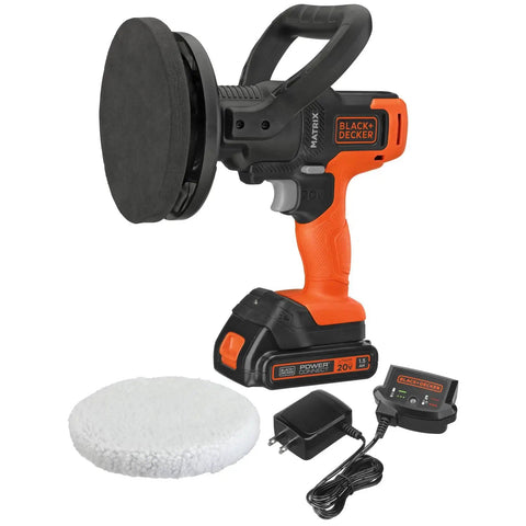 Matrix 20V Max Buffer Kit For Cars Floors And Furniture With 3500 RPM Random Orbital Polisher, Battery, Charger, Orange