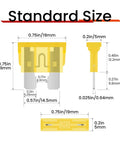 Standard size yellow blade fuse dimensions for Straight Up 60 Piece Standard Automotive Fuse Kit Includes Slick Fuse Puller Features Ato Atc Blade Fuses 1A Through 40A Amps Fits Cars Trucks Rvs Boats Built With Zinc Alloy Terminals Zero Hassle Circuit Work.