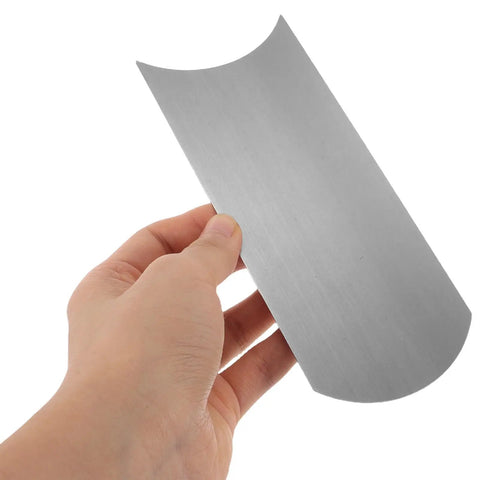 Tough As Nails Steel Cabinet Scraper Tool Kit With Two Precision Card Scrapers For Woodworking showing a steel card scraper in hand.