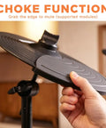 Electronic Cymbal Expansion Kit For Electric Drums With A 10 Inch Silicone Pad demonstrating choke function
