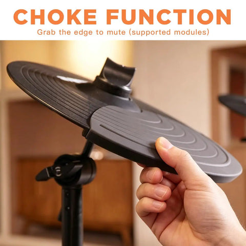 Electronic Cymbal Expansion Kit For Electric Drums With A 10 Inch Silicone Pad demonstrating choke function