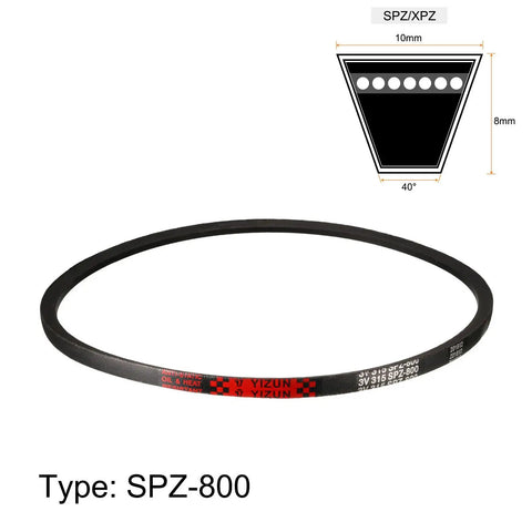 SPZ800 Drive V Belt Featuring 805MM Pitch Length Heavy Duty Industrial Rubber Transmission Strap in circular shape.