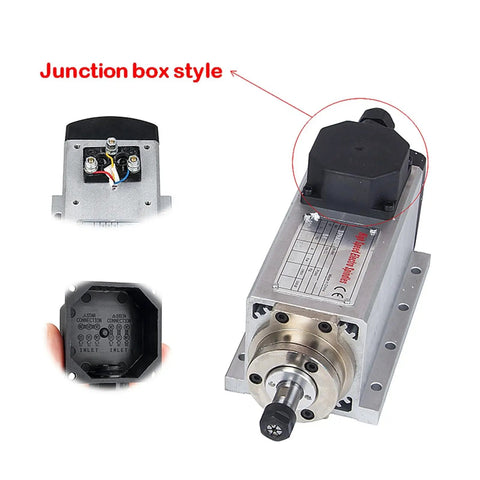Air Cooled Square Spindle Motor For CNC Router Machine With Edge Junction Box Style For Milling 6KW High Torque