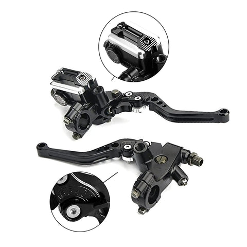 Universal Motorcycle Brake And Clutch Lever Set 7/8 Inch Handlebar 22Mm Billet Aluminum Adjustable Black, close-up view