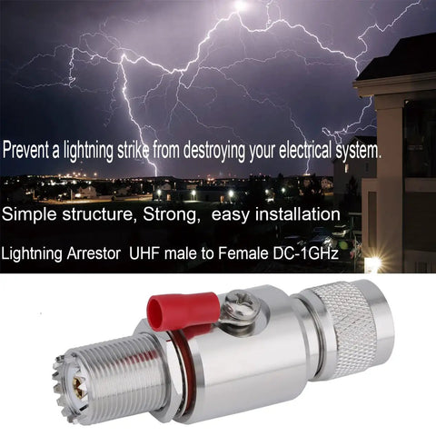 UHF Lightning Arrestor Surge Protector PL-259 Male To SO239 Female Bulkhead with grounding screw and copper wire option