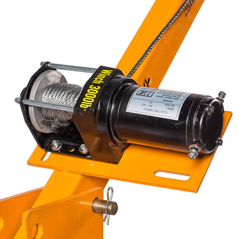 Heavy Duty 12V Electric Winch Kit With Steel Rope, featuring a compact design, steel rope, and 3000 lbs pulling power.
