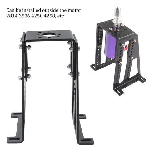 RC airplane aluminum motor mount with adjustable black bracket for various motors