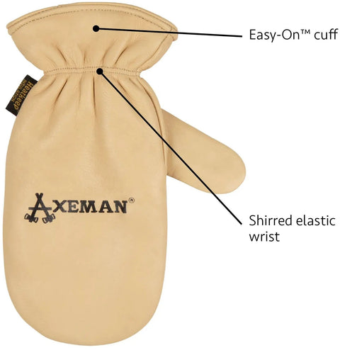 Heavy Duty Full Grain Cowhide Cold Weather Mittens Built Dang Tough With Heat Keep Thermal Insulation And Easy Pull On Cuff for winter work.