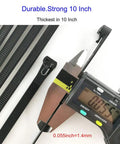 Caliper measuring thickness of Black Releasable Zip Ties 10 Inch Heavy Duty Nylon Ties 50 Lbs 100 Pack For Christmas Tree Lights Wires
