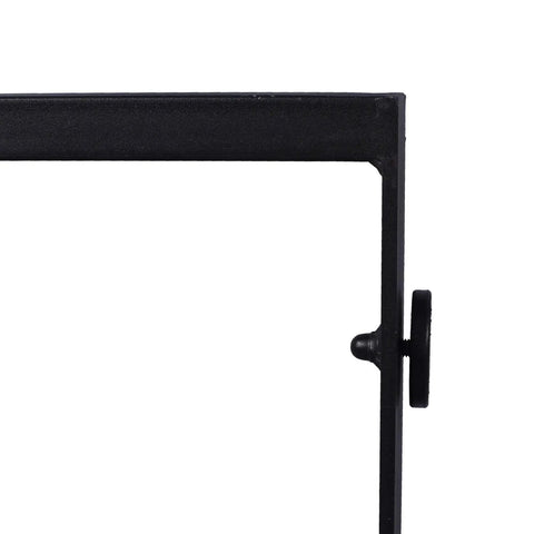 Close-up of Industrial Rustic Cast Iron Table Leg Set Heavy Duty Black Square Legs 28.3 Inch High And 35.4 Inch Wide Ideal For Coffee Dining And Kitchen Tables 2 Pack, showing corner detail.