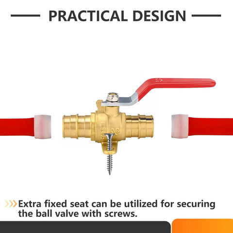 Two Pack Three Quarter Inch PEX A Expansion Ball Valve With Drop Ear Brass Shut Off For PEX A Pipes Red And Blue ASTM F1960 Lead Free Durable