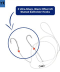 Hi Lo Fierce Series Sea Bass Rig Pack 10 Hand Tied Black 3/0 Baitholder Hooks With Beads 30Lb Mono Leader 36 Inch Dropper