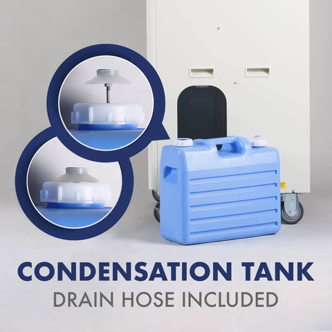 Condensation tank for Indoor Outdoor Triple Duct Mobile Spot Cooler 22,184 BTU Industrial Grade portable unit.