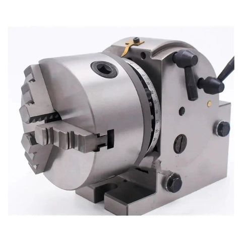 Heavy Duty 8 Inch Chuck Indexing Head Set With Precision Half Indexing For Milling Machines And Rotary Tables side view.