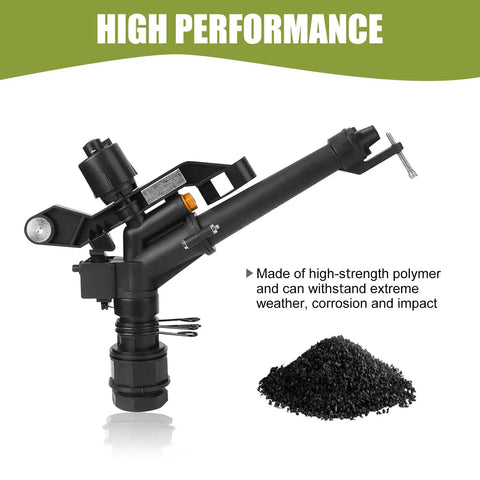 360 Degree Rocker Arm Sprinkler System For Yard And Farm Irrigation with polymer body, adjustable nozzle, and high performance.