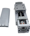 Wide Fully Enclosed CNC Linear Slide Table With SFU1605 Ball Screw for precision motion control, top view showing ball screw and frame.