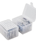 Carbon film resistor assortment kit in two clear plastic boxes with 0.68Ω–1MΩ values.