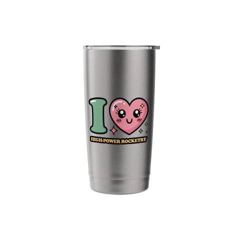 High Power Rocketry Stainless Steel Insulated Tumbler With Dual Wall Vacuum Keeps Drinks Hot Or Cold, Leak Proof Lid with cute heart graphic