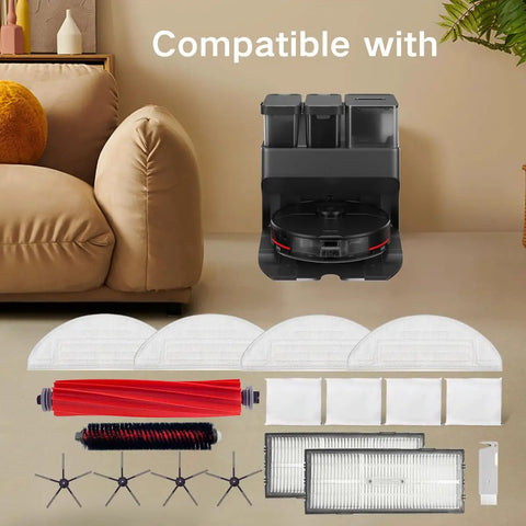17 Piece Cleaning Accessories Kit For Roborock S7 MaxV Ultra And S7 MaxV Docking Including Roller Brush Self Cleaning Brush HEPA Filters