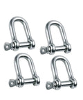 Four Straight Up Heavy Duty 304 Stainless Steel Screw Pin Anchor Shackles 8Mm for tow chains and rigging.