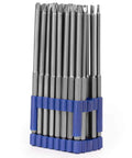 32 Piece Extra Long Security Bit Set With Torx Spanner PoziDriv And Tri Wing Bits For Electric And Impact Drills One Quarter Inch Hex Shank Built Tough Tamper Proof Screwdriver Kit
